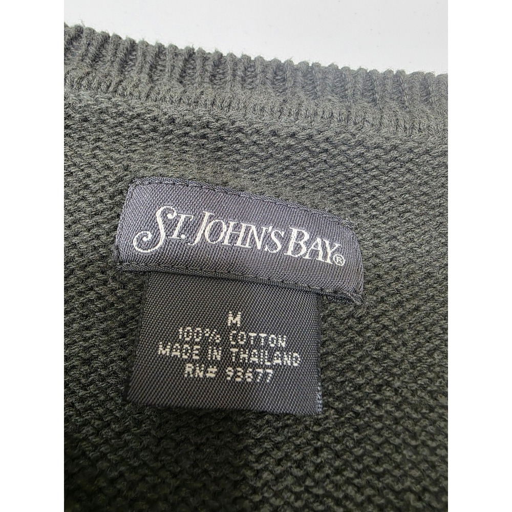 St Johns Bay Mens Medium Gray Cotton Diamond Knit V-Neck Sweater Vest - Picture 3 of 8